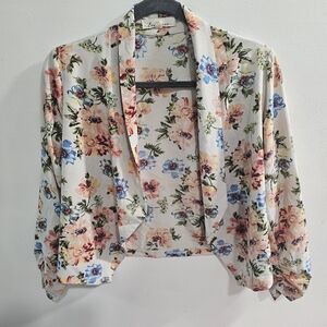 Women's super lightweight floral blazer colorful Medium love tree